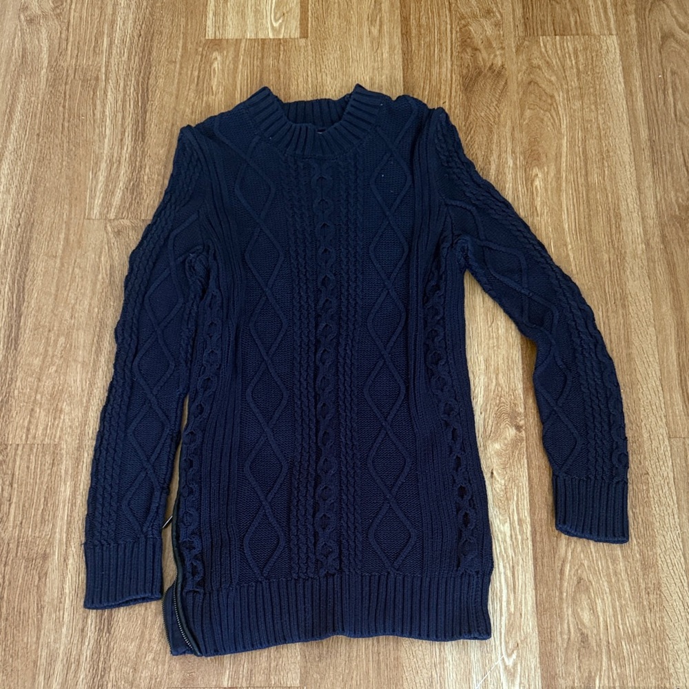 Banana Republic Navy Cable Knit Turtleneck Sweater Dress